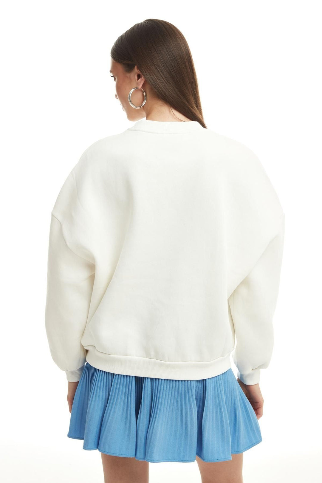 Embroidery Detailed Oversize Sweatshirt Ecru