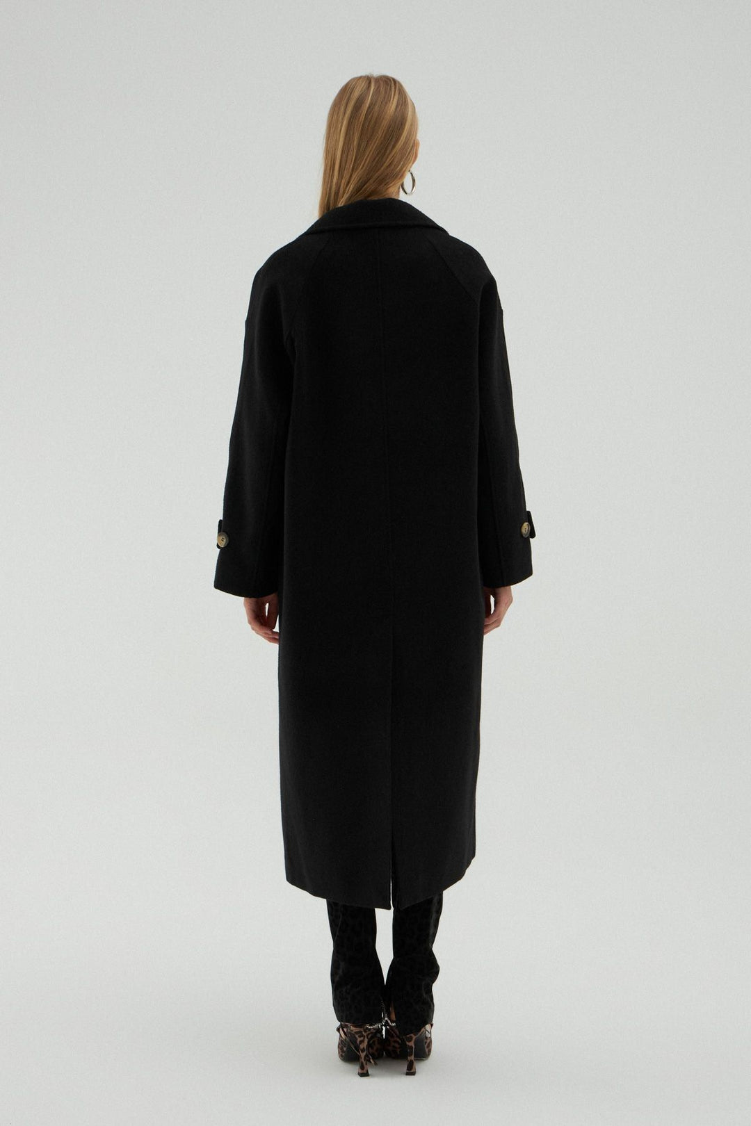 Pocket Long Oversize Coat Black