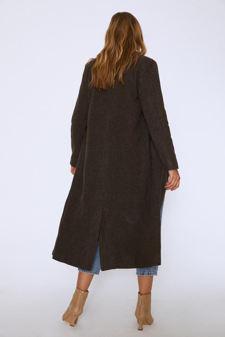 Uzun Kaşe Kaban Kahverengi