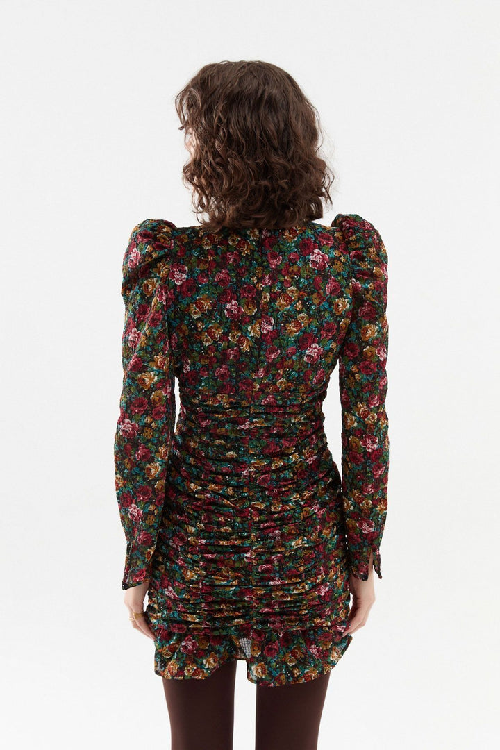 Frilled Gipe Mini Dress Green