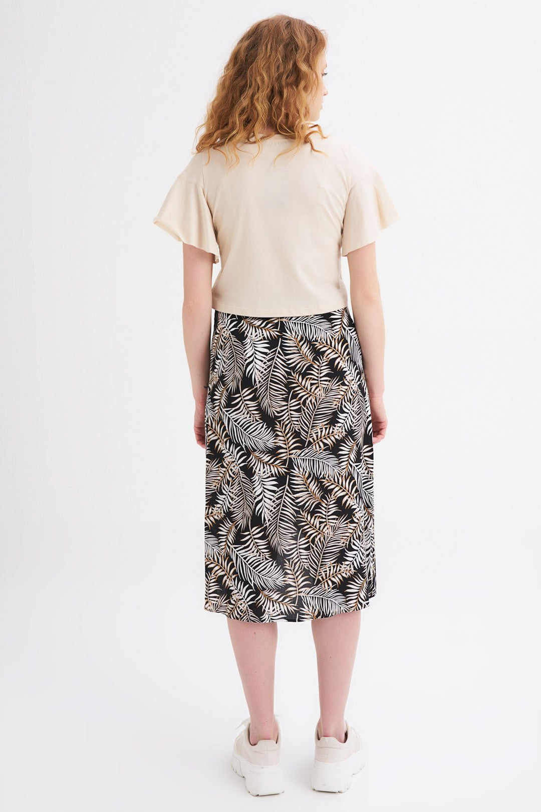 Patterned Wrap Skirt Black