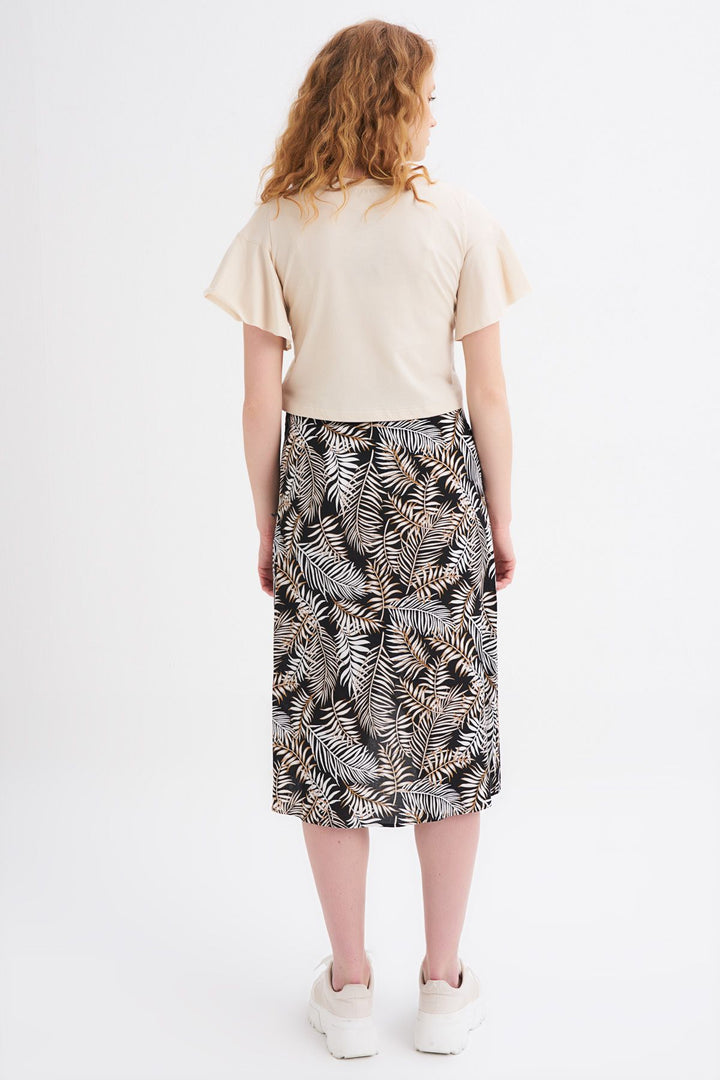 Patterned Wrap Skirt Black