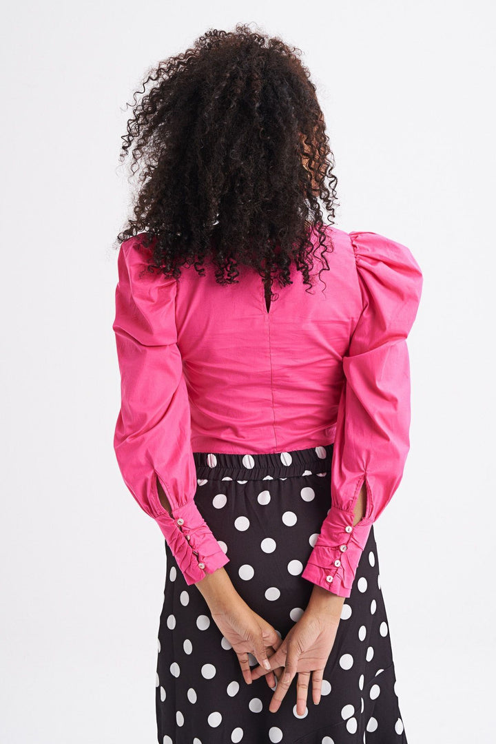 Balon Kol Gipeli Bluz Fuşya