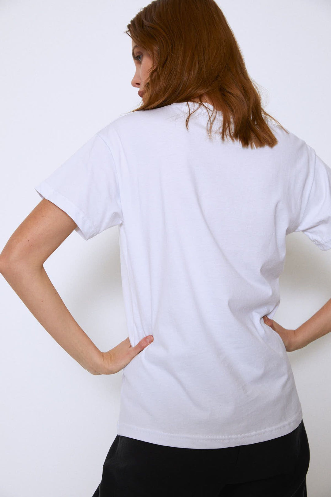 Önü Baskılı Tişört Beyaz