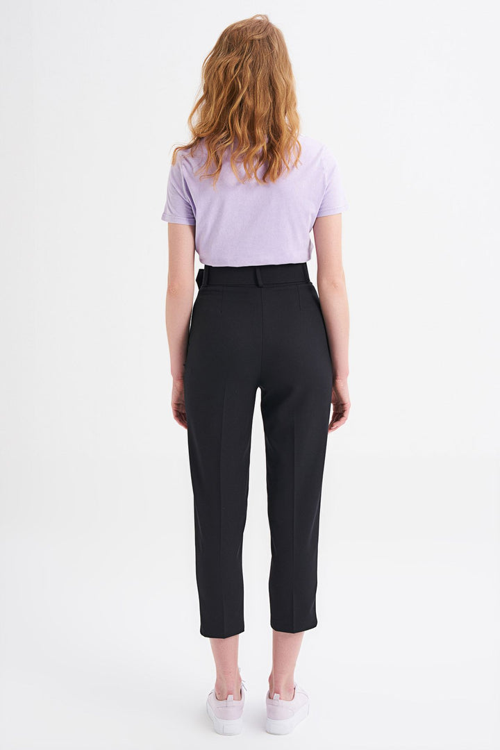Waist Belt Fabric Trousers Black