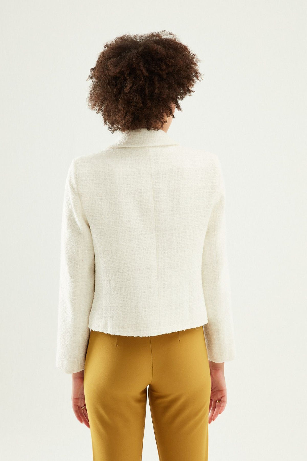 Coat of Arms Tweed Blazer Jacket White