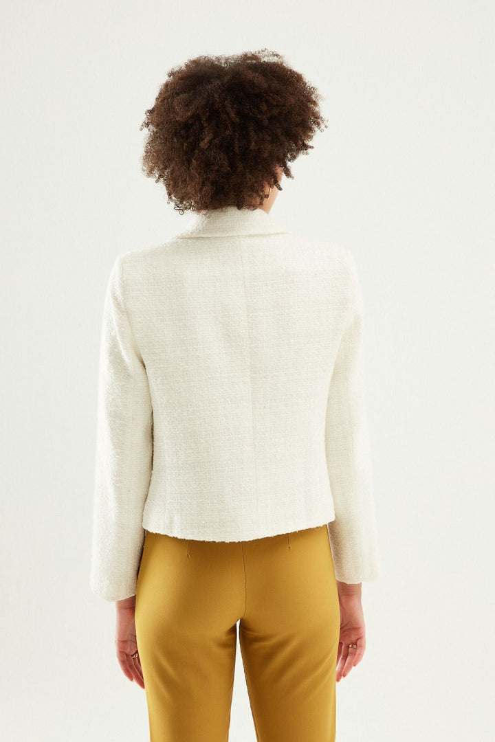 Coat of Arms Tweed Blazer Jacket White
