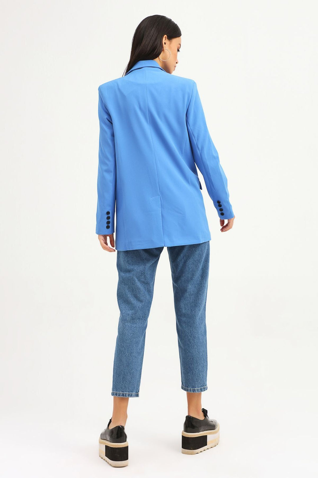 Tek Düğmeli Blazer Ceket Mavi