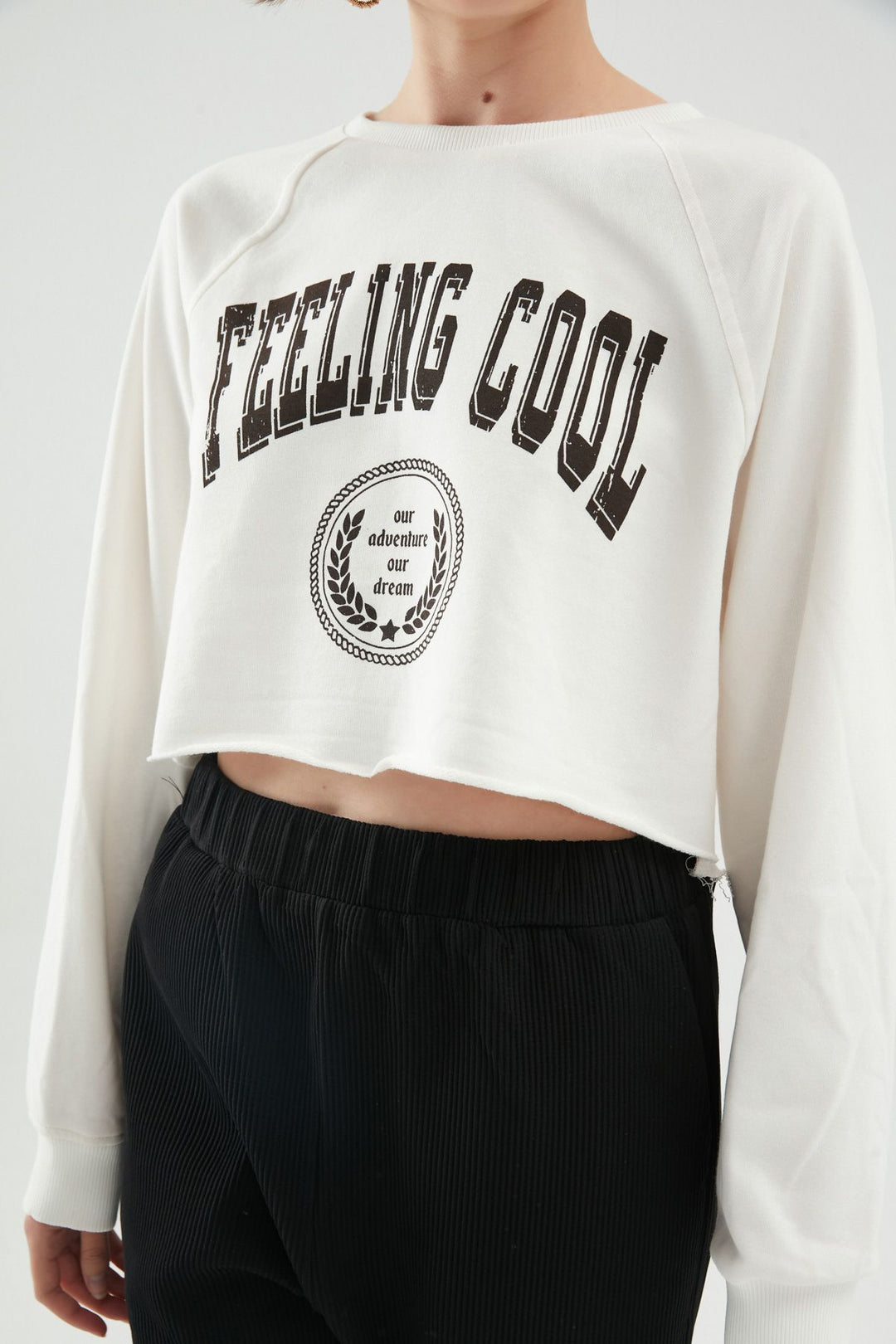 Baskılı Zincir Detaylı Sweatshirt Beyaz