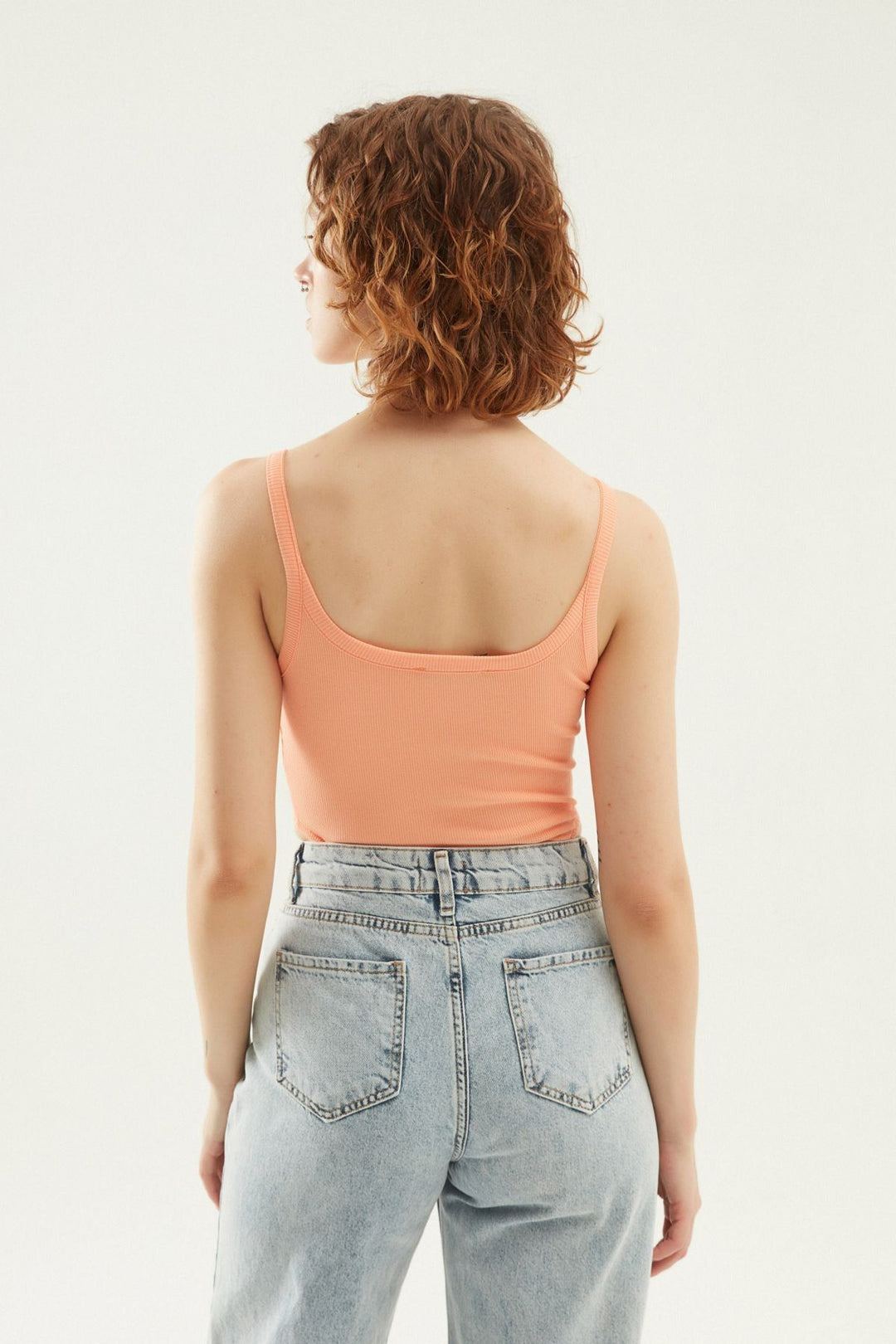 Strap Decollete Bodysuit Salmon