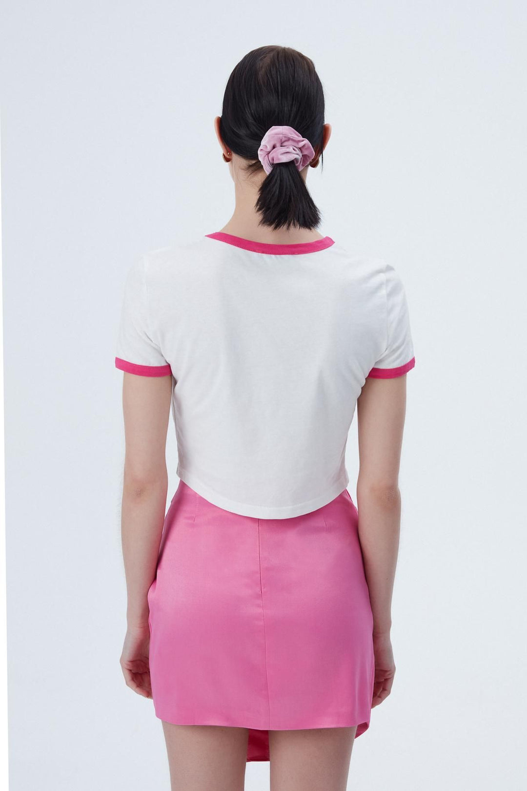 Dondurma Desenli Crop Tişört Ekru