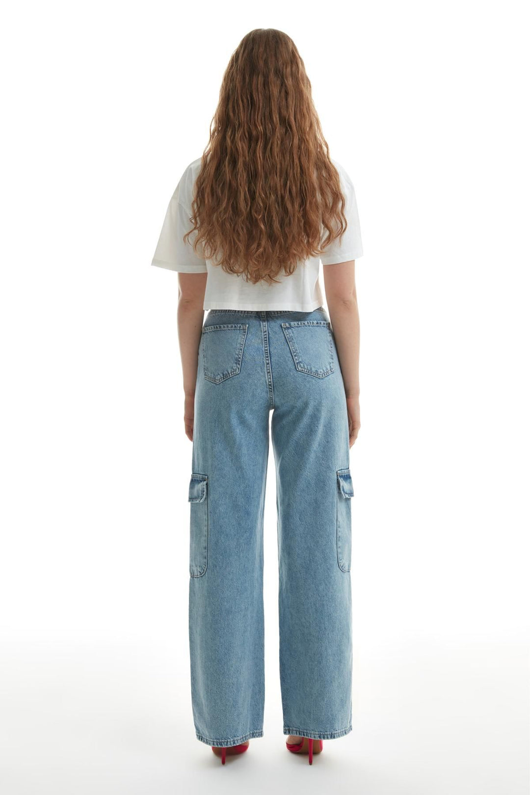 Pocket Detailed Cargo Jeans Ice Blue