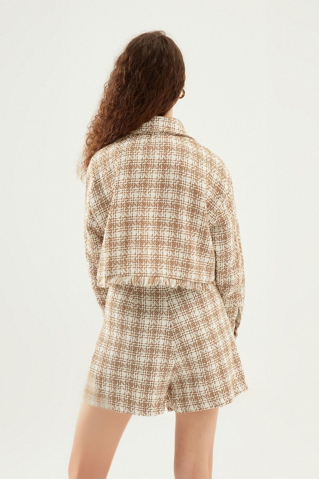 Tweed Crop Jacket Beige