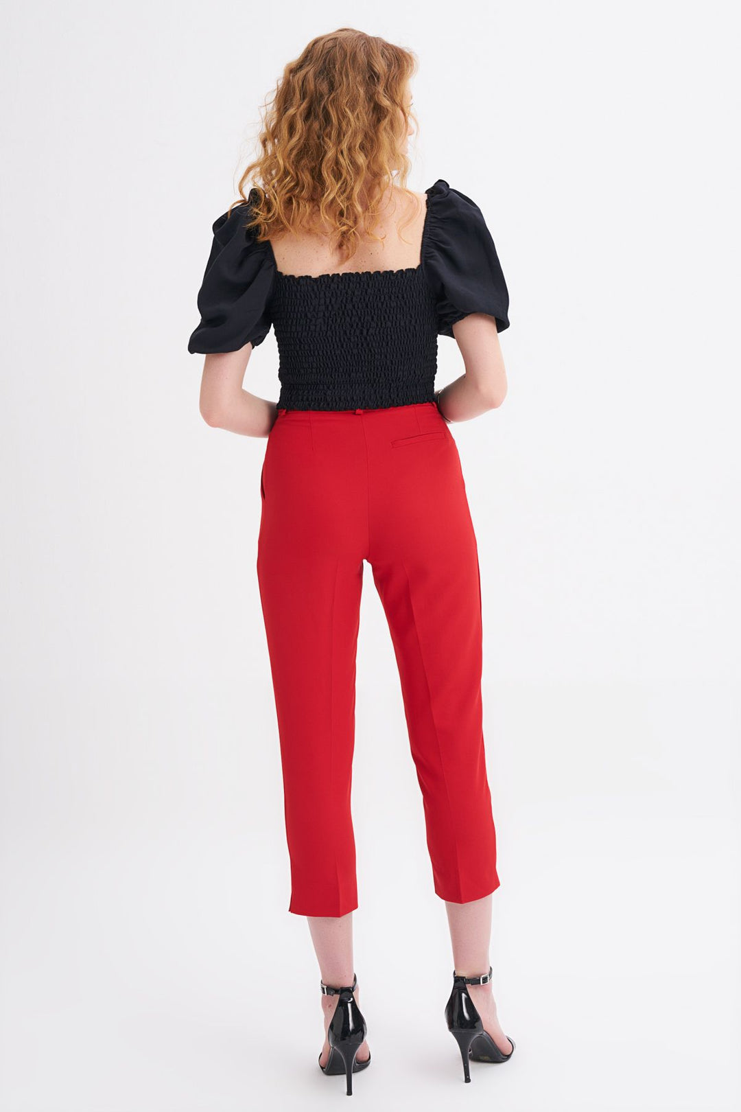 Waist Belted Trousers Red