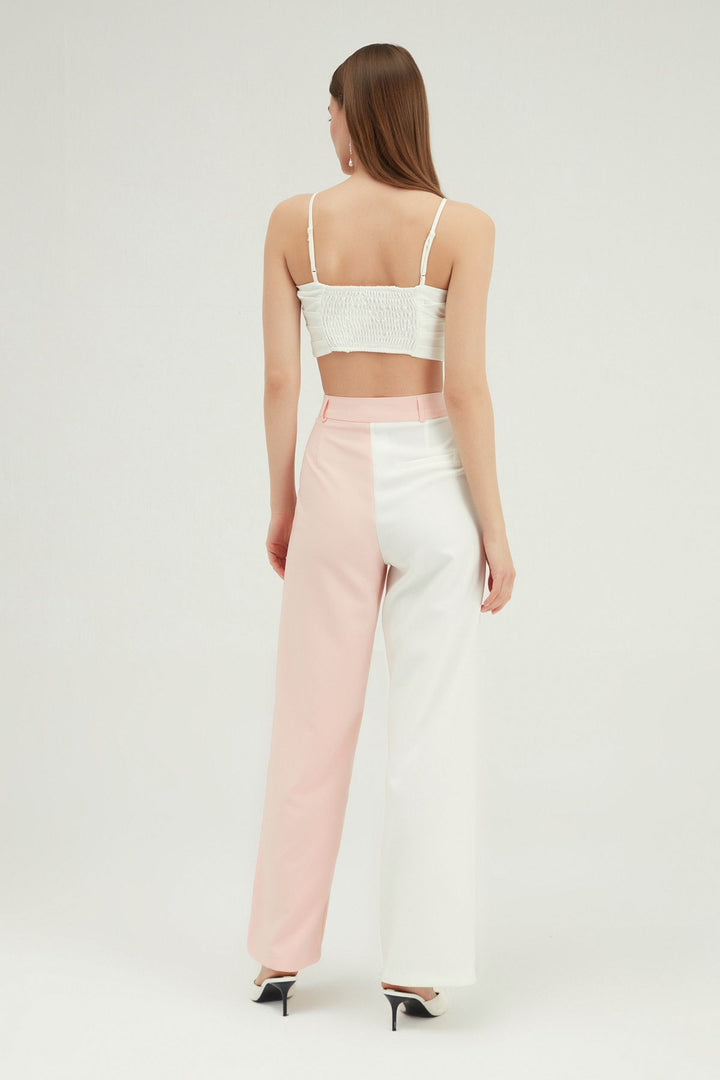 Two Color Palazzo Trousers Powder