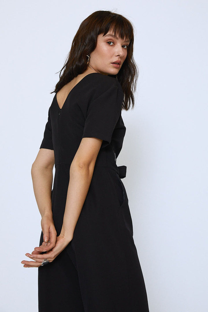 Beli Kemerli Kruvaze Tulum Siyah