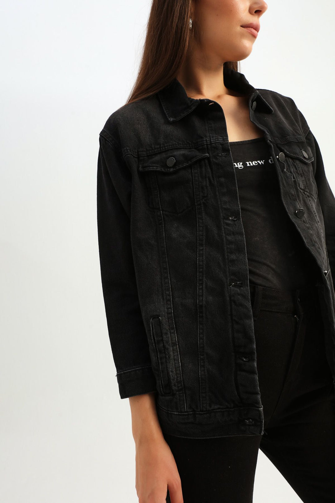 Boyfriend Denim Jacket Anthracite
