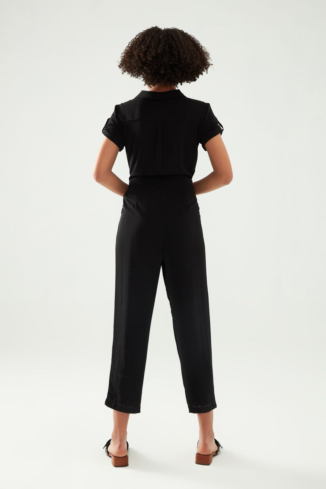 Kruvaze Yaka Tulum Siyah