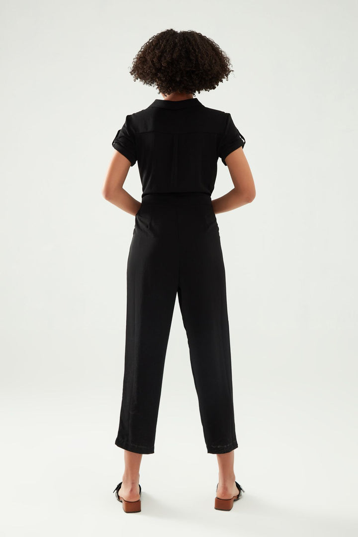 Kruvaze Yaka Tulum Siyah