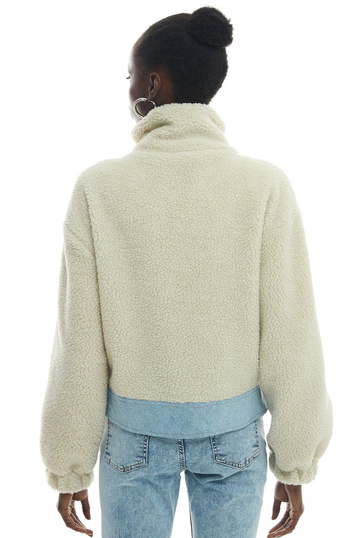 Pocket Detailed Plush Coat Ecru