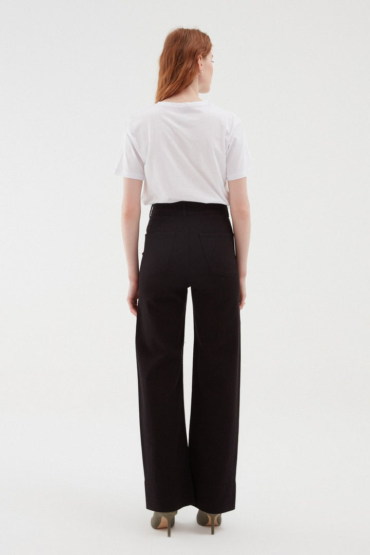 Bol Paça Gabardin Pantolon Siyah