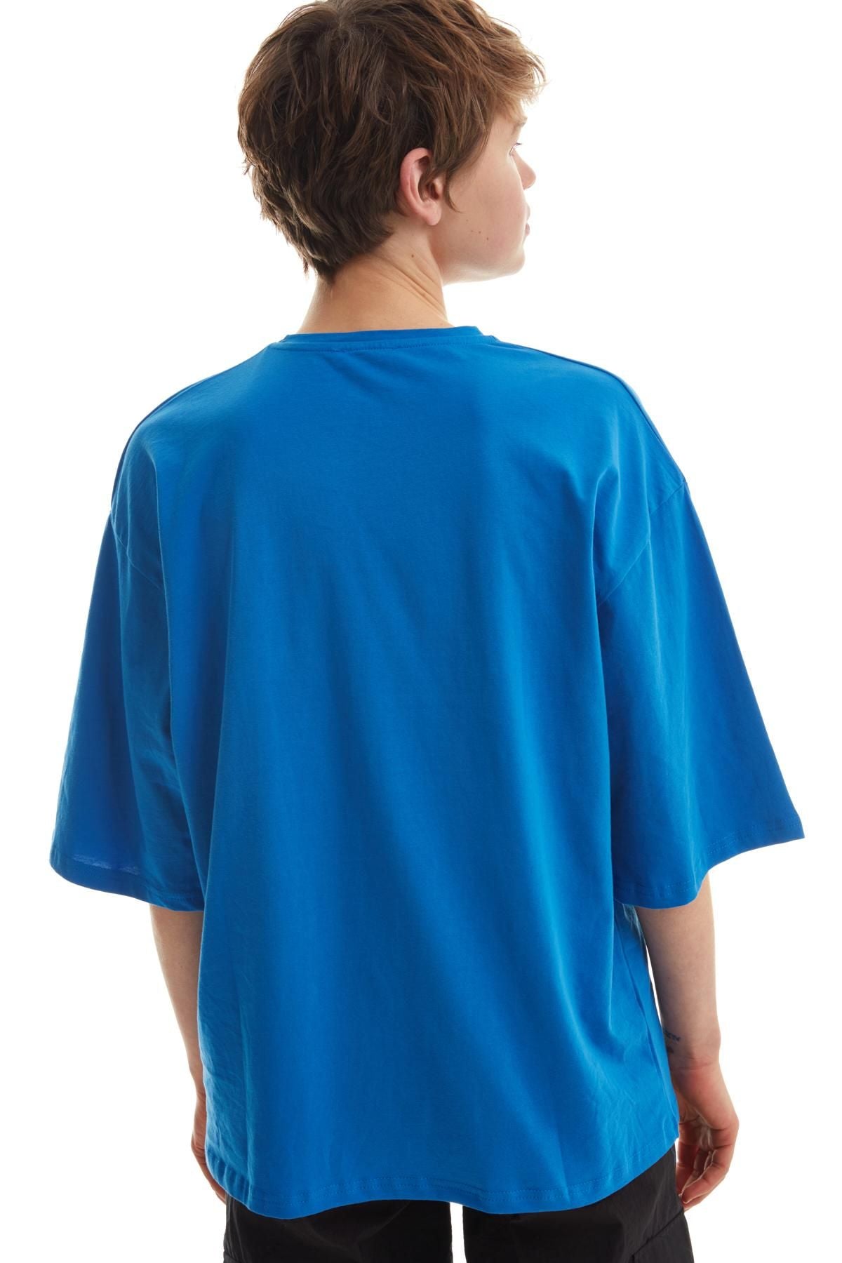 Trojan Sleeve Basic Oversize T-Shirt Sax