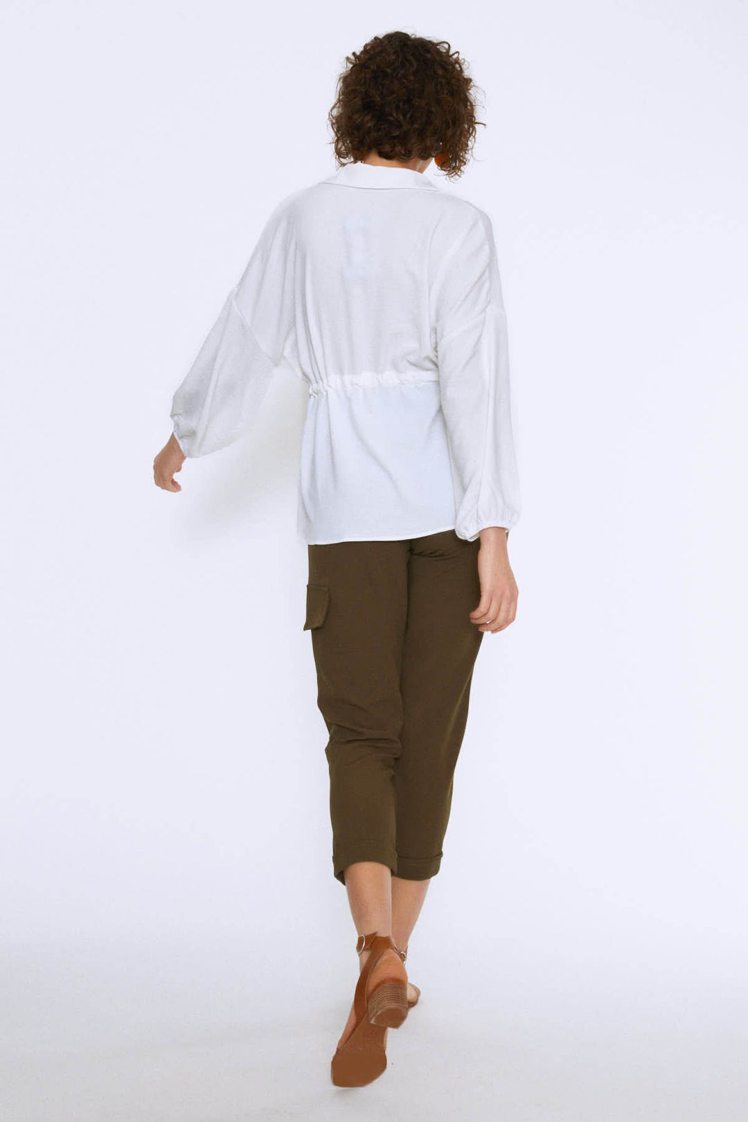 Tie Waist Pocket Shirt Ecru