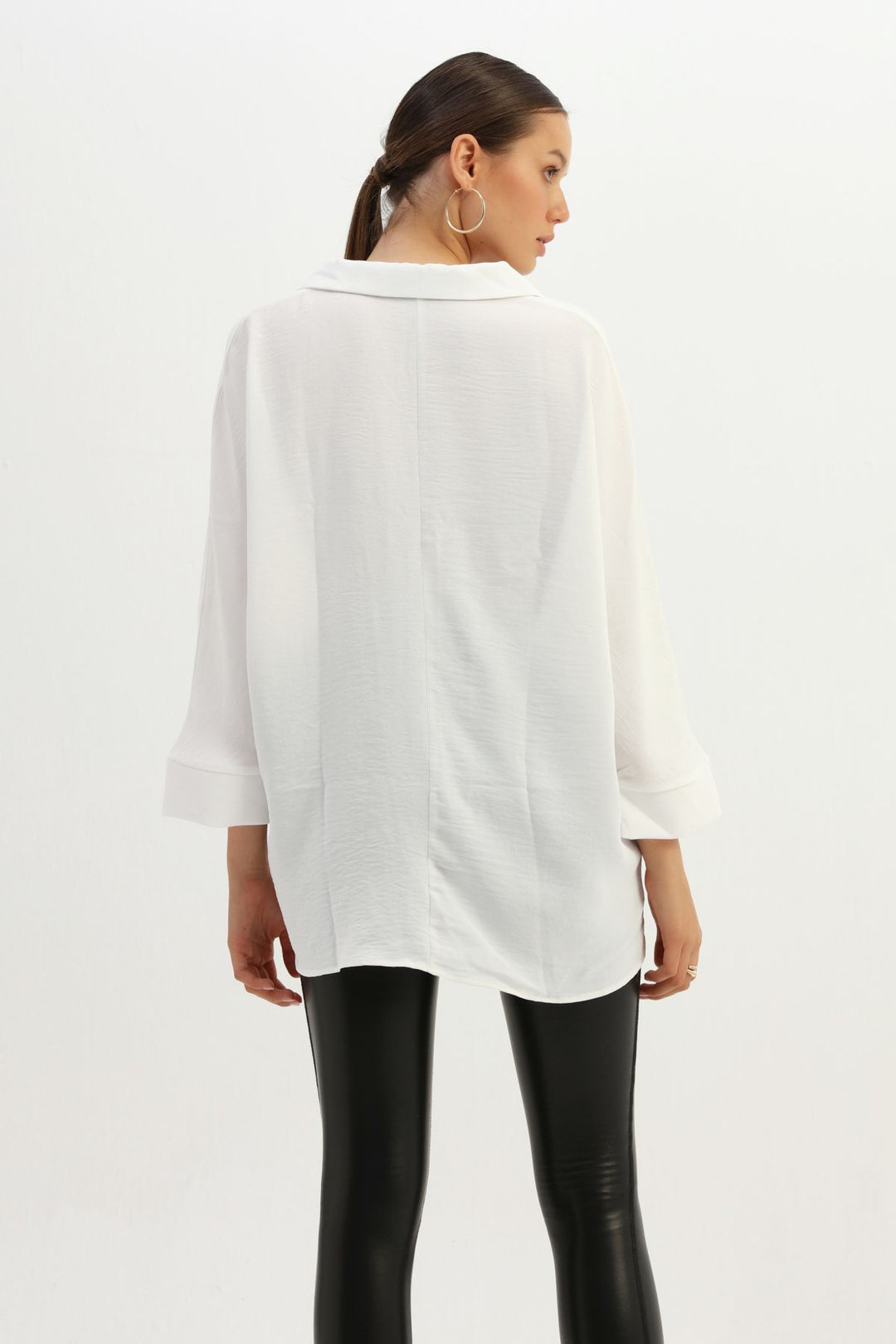 Tek Cepli Oversize Gömlek Ekru