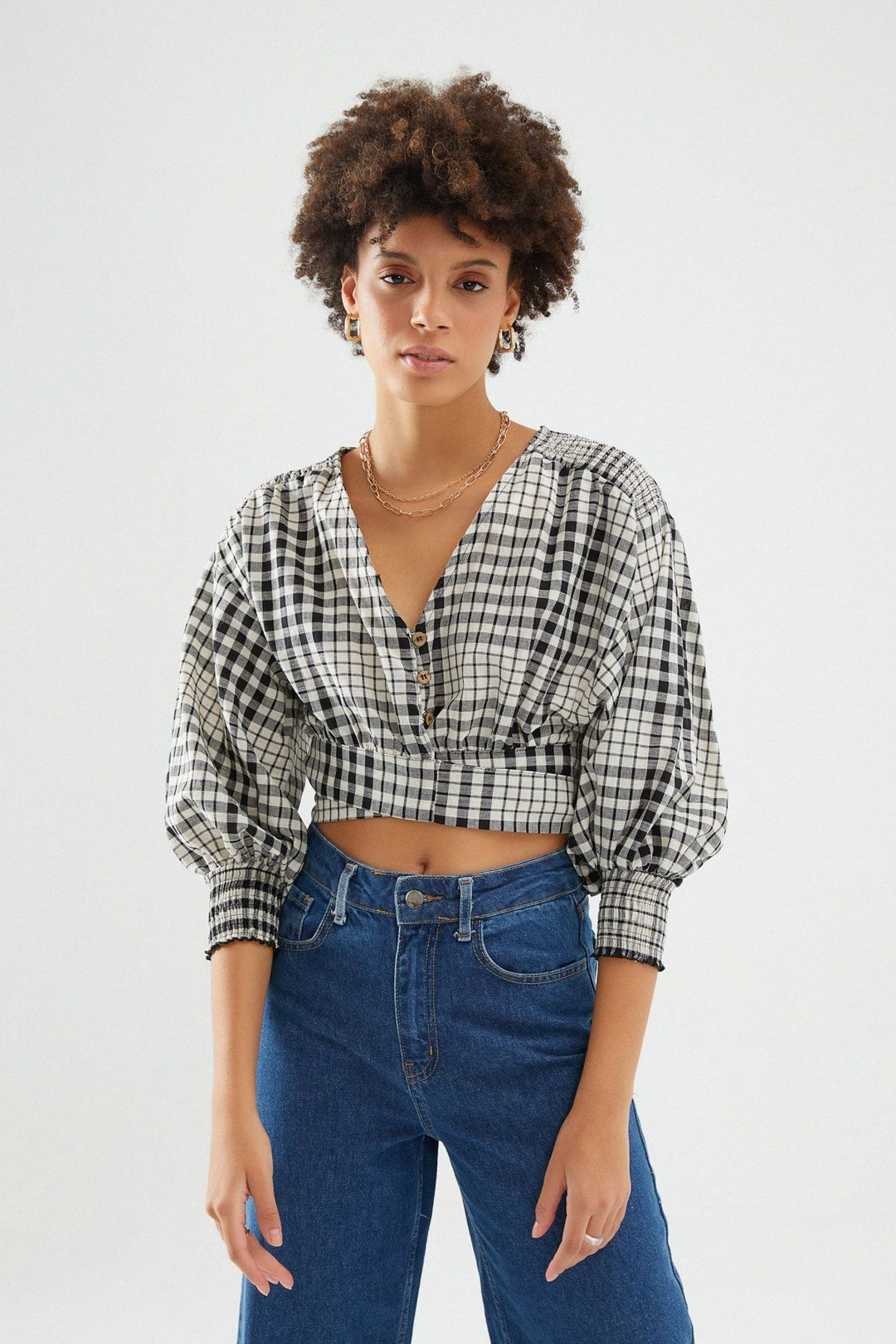 Striped Tie Blouse Black