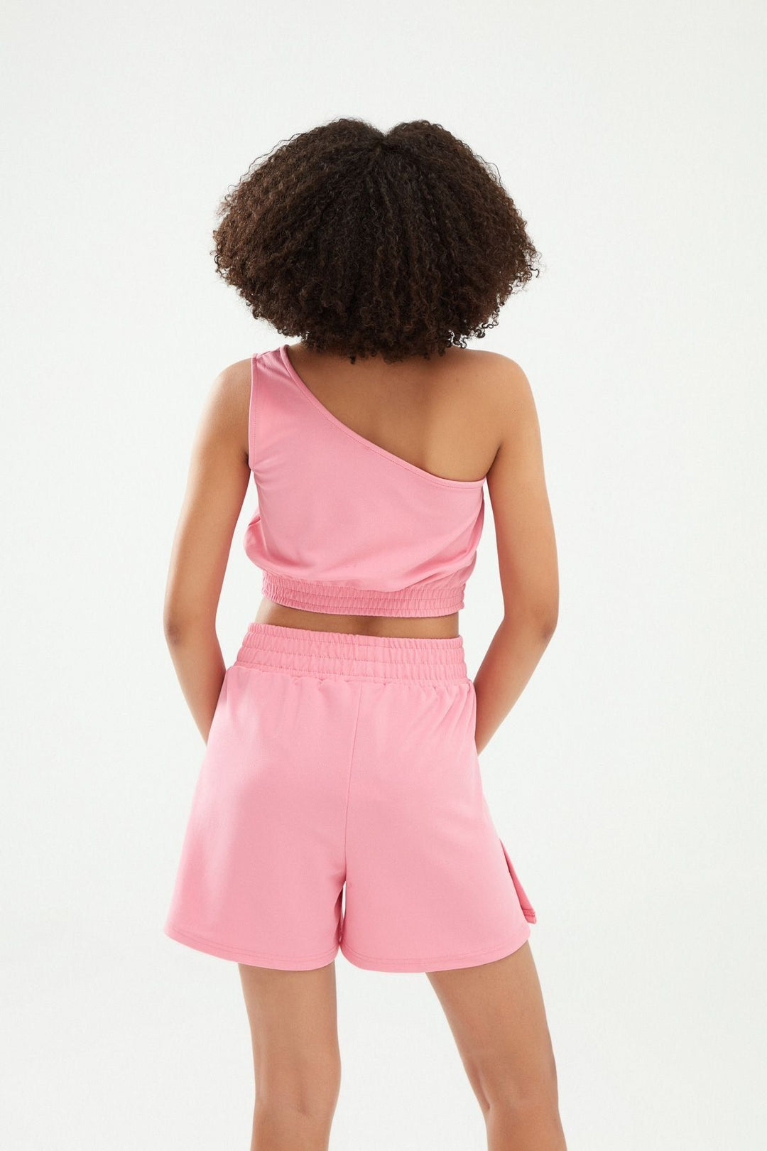One Shoulder Crop Blouse Candy Pink