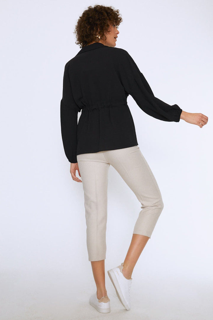 Tie Waist Pocket Shirt Black