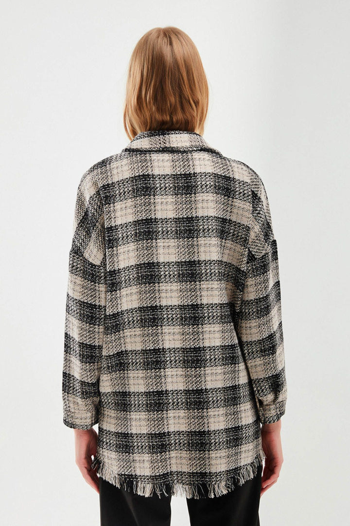 Plaid Tasseled Shirt Black