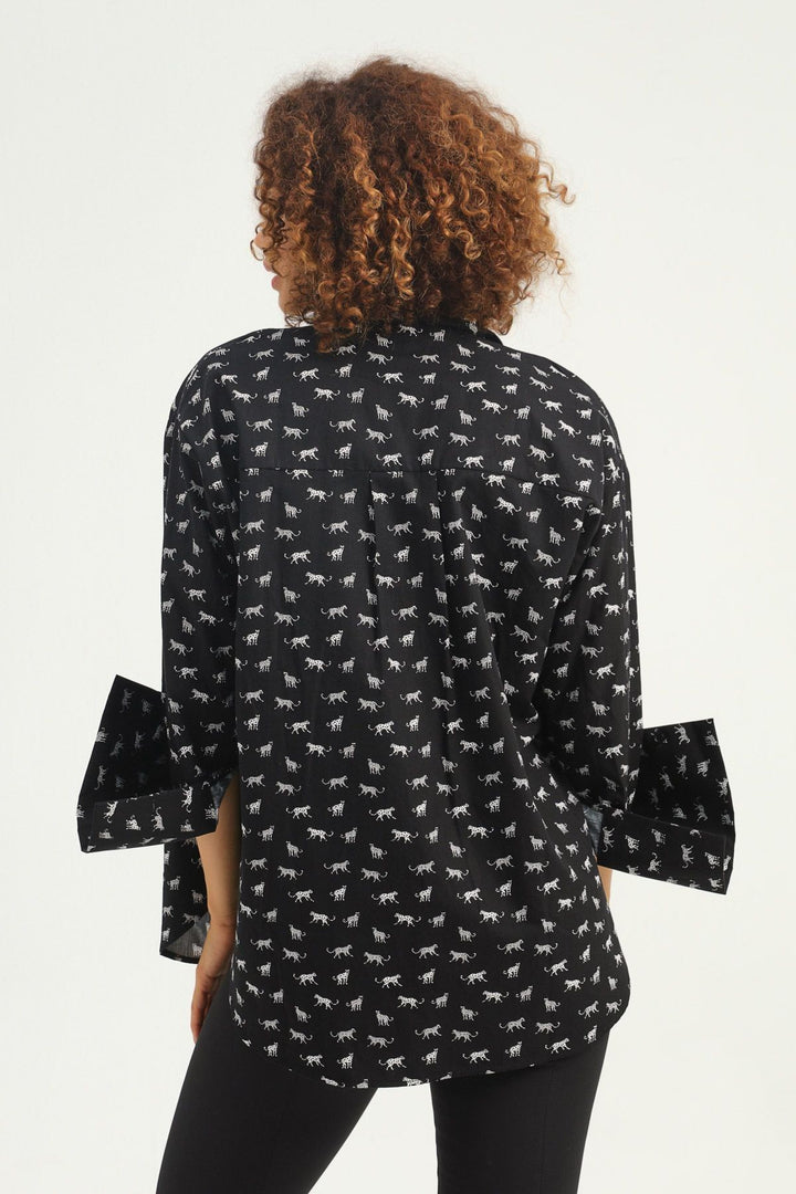 Patterned Bustier Shirt Black