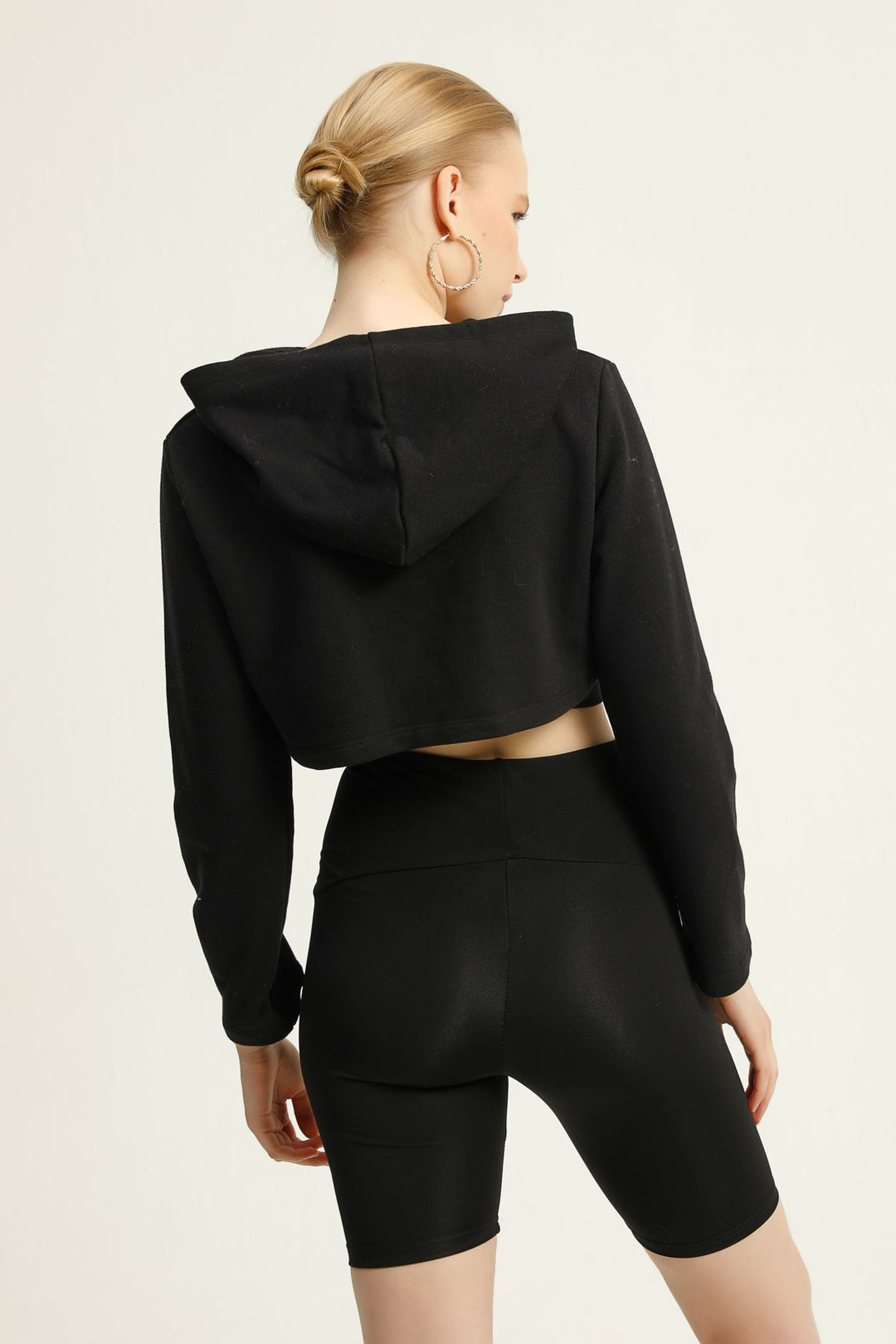 Hooded Crop Sweatshirt Black