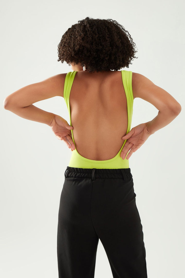 Low Back Strap Bodysuit Green