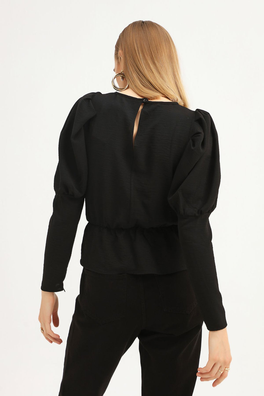 Balloon Sleeve Blouse Black
