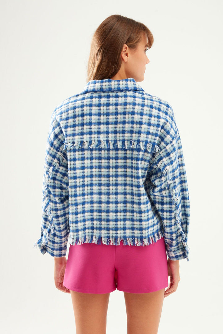 Püsküllü Tüvit Gömlek Mavi