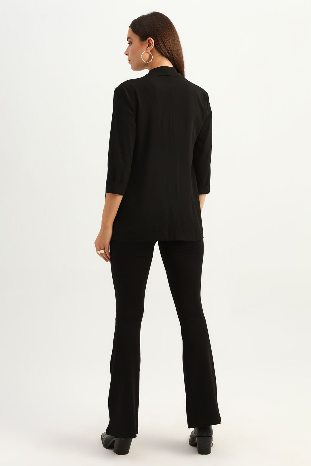 Şal Yaka Fileto Cepli Ceket Siyah