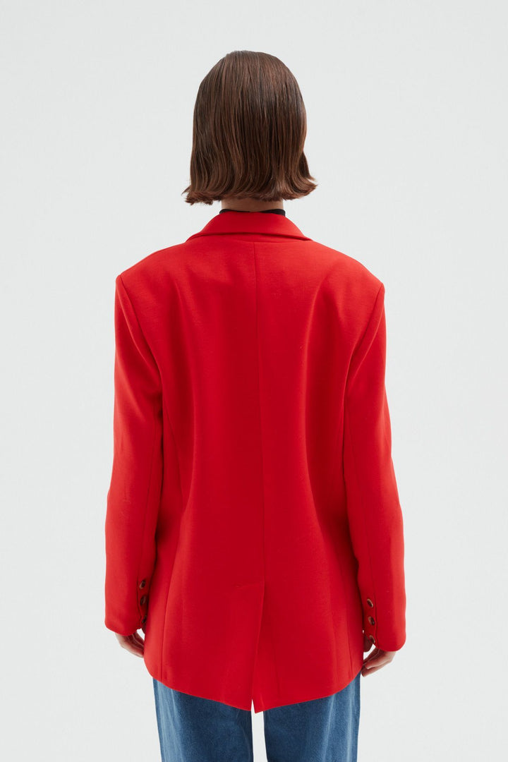 Tek Düğmeli Blazer Ceket Kırmızı