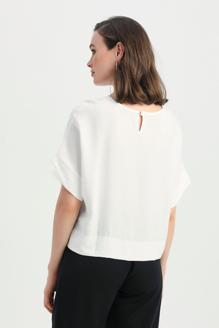 Three Quarter Sleeve Blouse Ecru