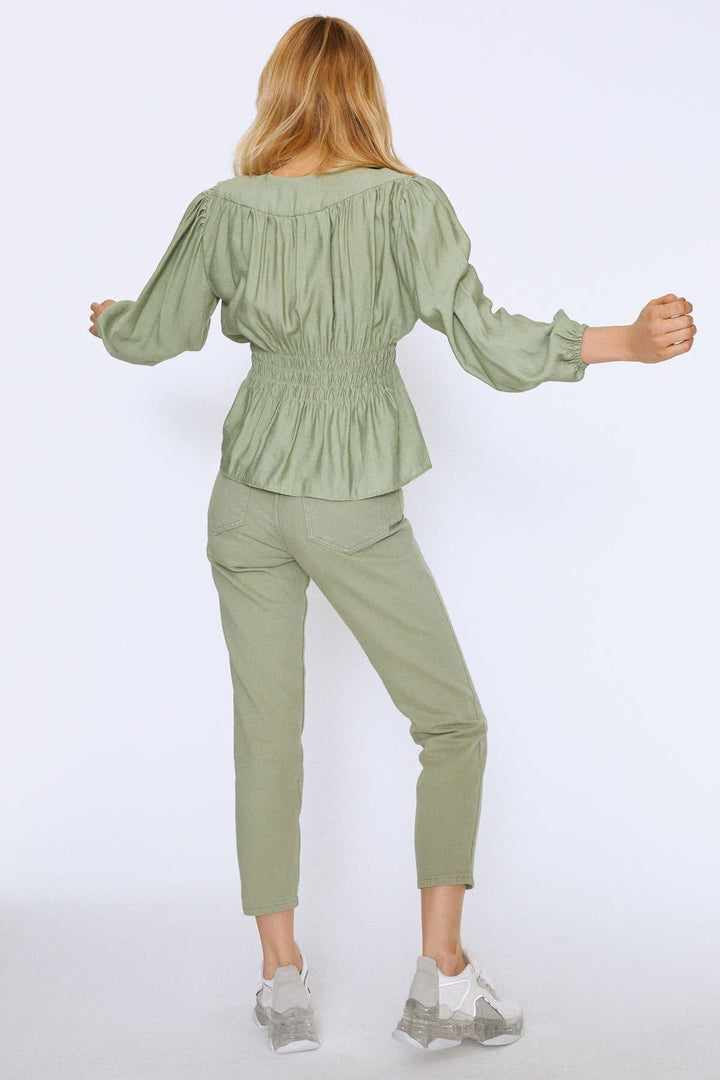 Long Sleeve Blouse With Waist Gippe Mint