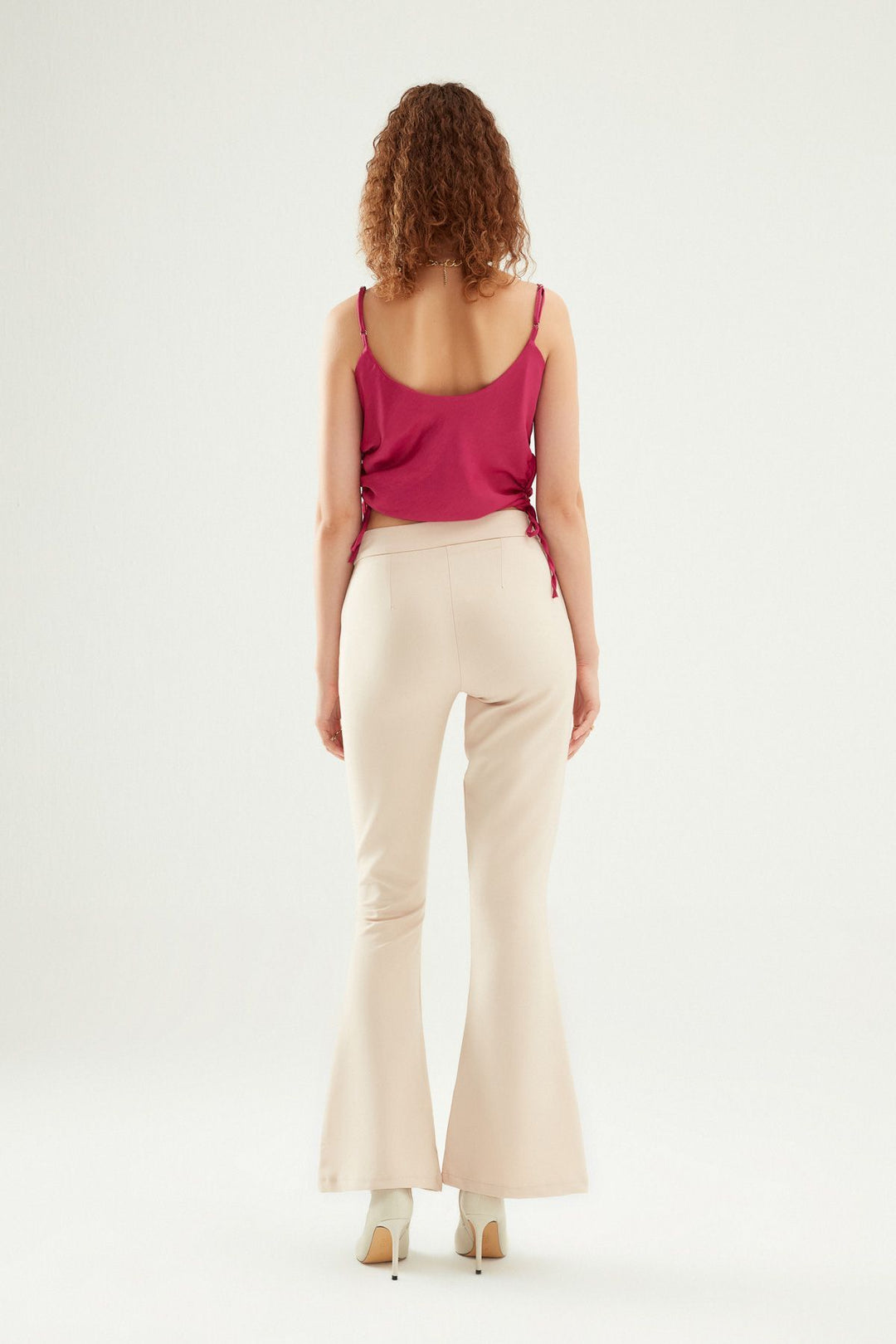 İspanyol Paça Yüksek Bel Pantolon Taş