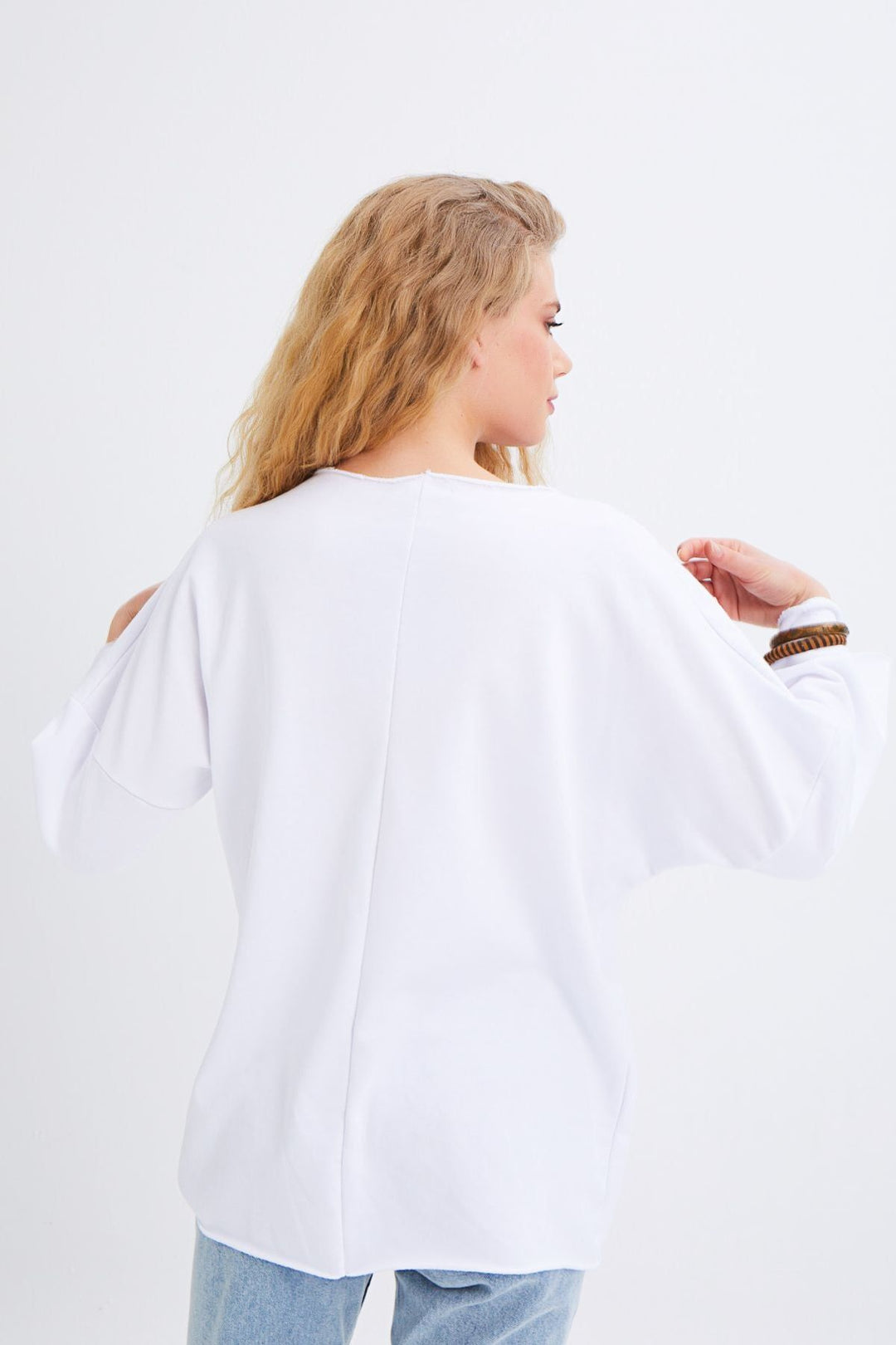 Baskılı Sweatshirt Beyaz