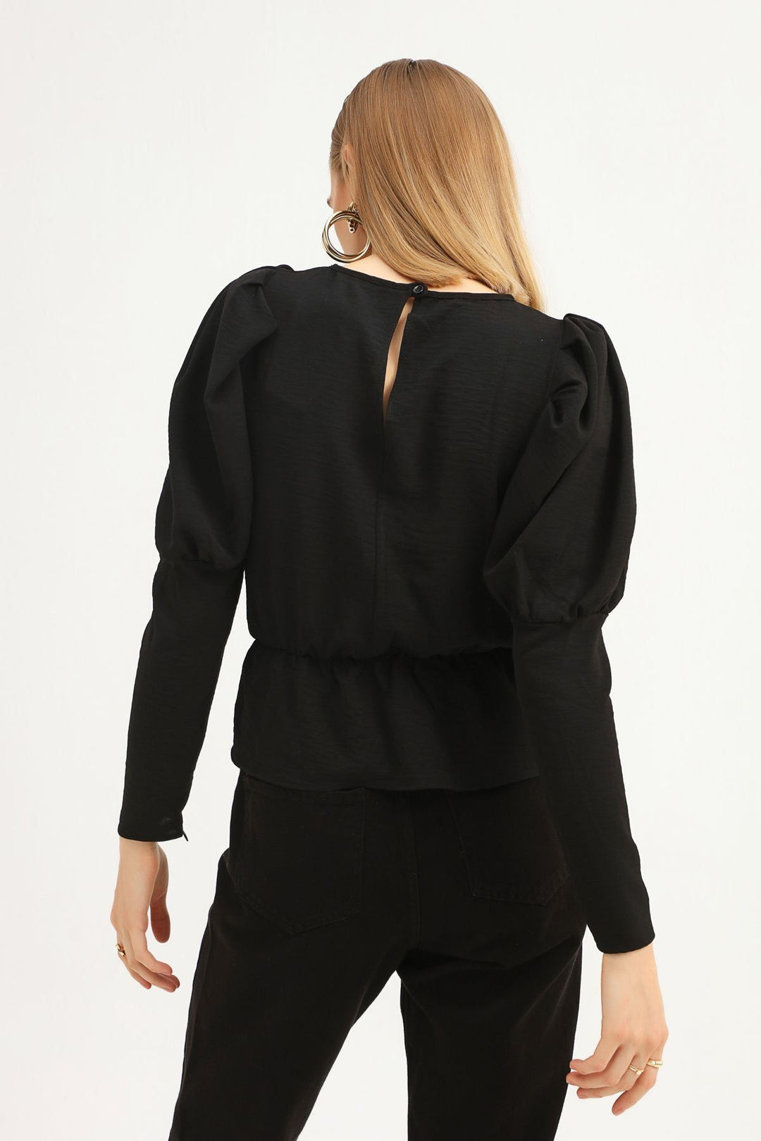 Balloon Sleeve Blouse Black