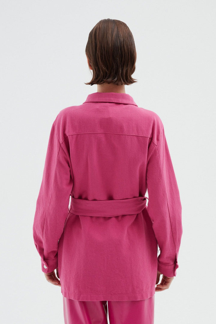 Belt Pocket Long Jacket Orchid