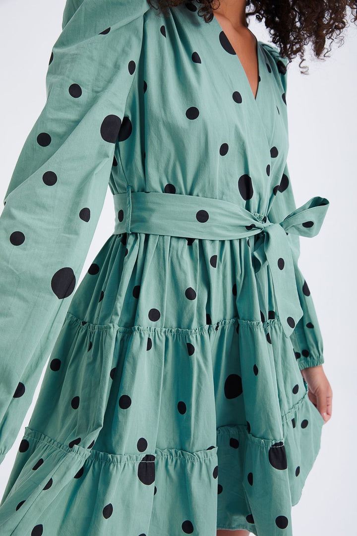Belted Polka Dot Dress Mint