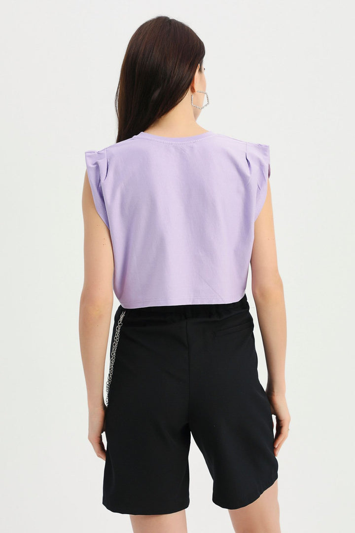 Crop Tişört Lila