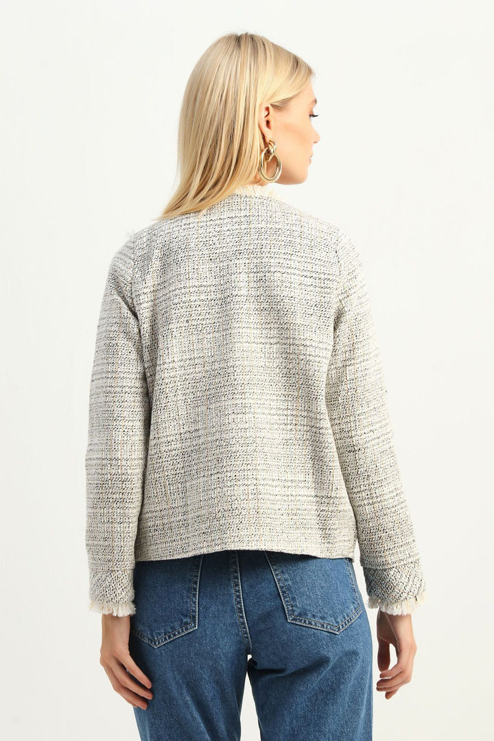 Pocket Tweed Tasseled Jacket Black