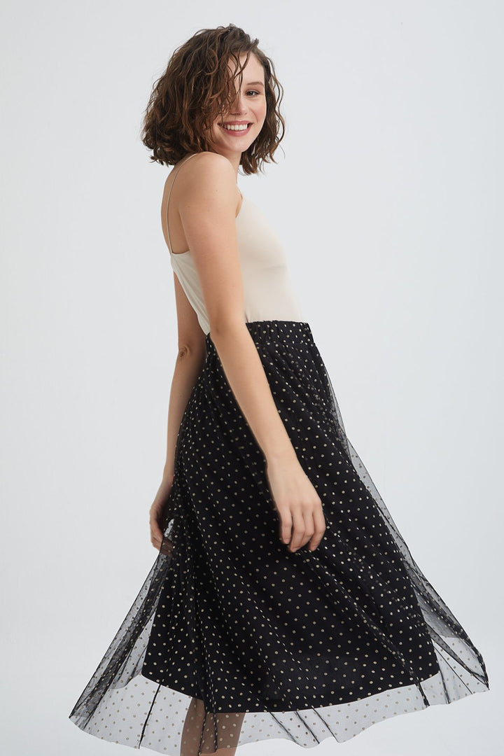 Polka Dot Tulle Skirt Black