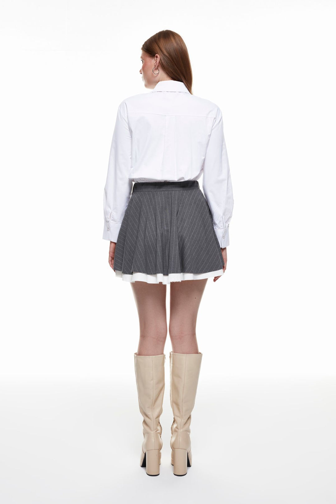 Garni Detailed Flounce Skirt Gray